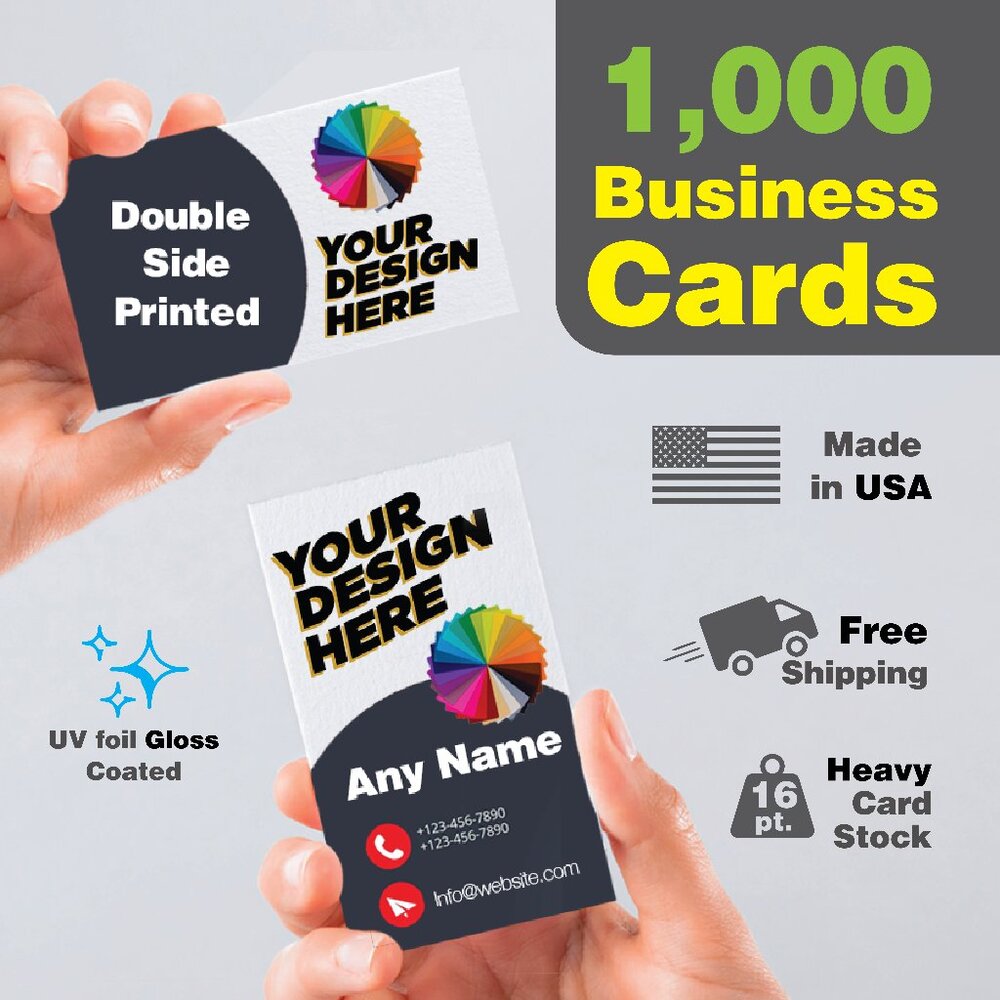Custom Business Cards / 1,000 count/ heavy cardstock / Full UV coating bot…